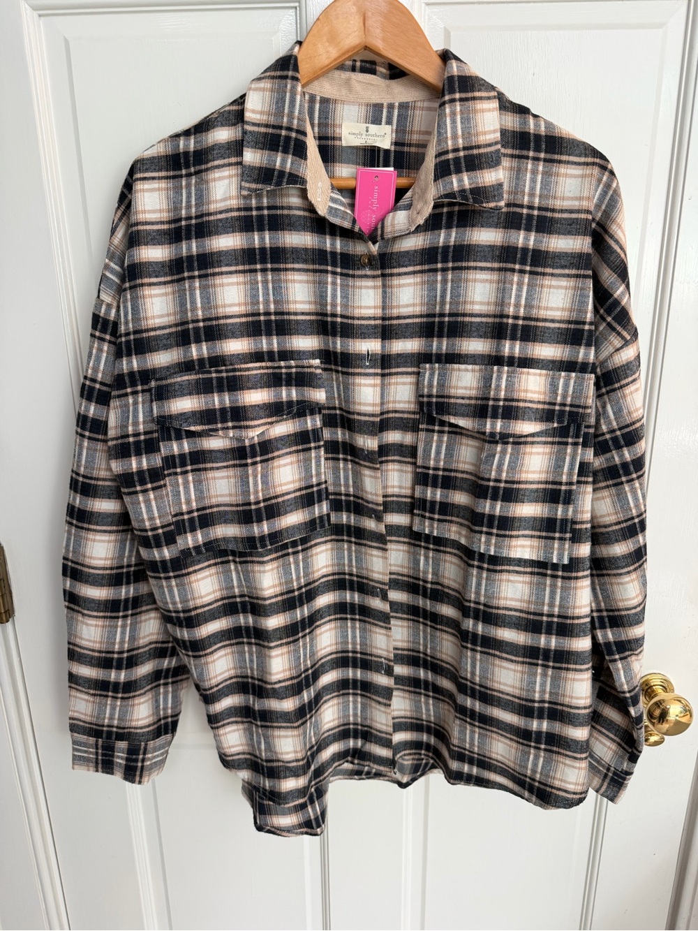 Simply Southern Plaid Flannel Shirt Womens Large NWT!!